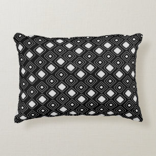 Boho Black Tribal Geometric Aztec Pattern Accent Pillow