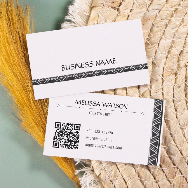 Boho black & white feminine minimal  business card (Creator Uploaded)