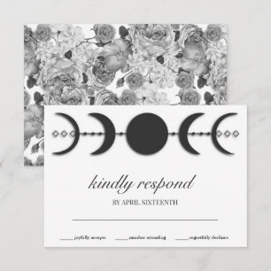 Boho Black & White Moon Phases RSVP Card