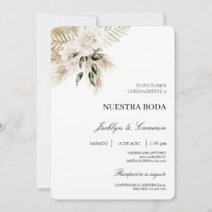 Boho blanc Faire-part de mariage espagnol