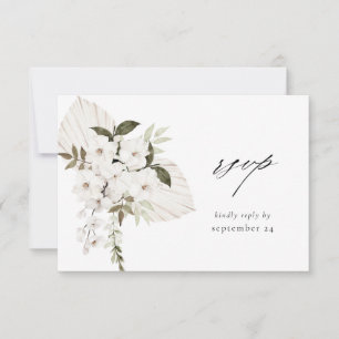 Boho blanc Floral w Repas Carte RSVP