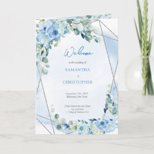 Boho bleu floral eucalyptus argent programme parti