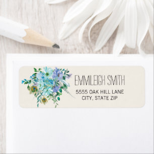 Boho bleu violet floral plumes crème