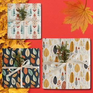 Boho Bliss Fall Leaves Wrapping Paper Sheet