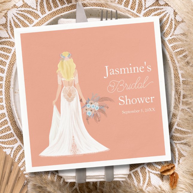  Boho Blonde Bride With Flowers Napkin (Creator Uploaded)