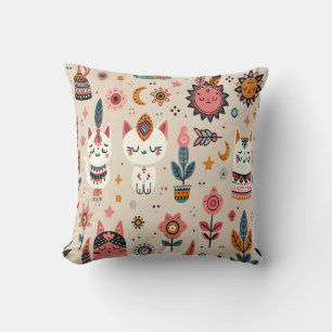 "Boho Bloom & Bites" Throw Pillow