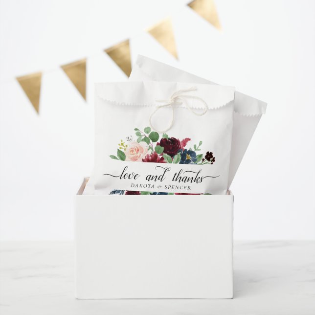 Boho Bloom | Burgundy Red and Navy Blue Garland Favour Bag (Party)