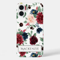Boho Bloom | Burgundy Red Blush Navy Blue Monogram