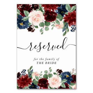 Boho Bloom | Burgundy Rustic Navy Blush Reserved Table Number
