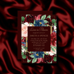 Boho Bloom   Dark Elegant Burgundy Love in Bloom Invitation