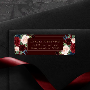 Boho Bloom   Dark Elegant Burgundy Red Address