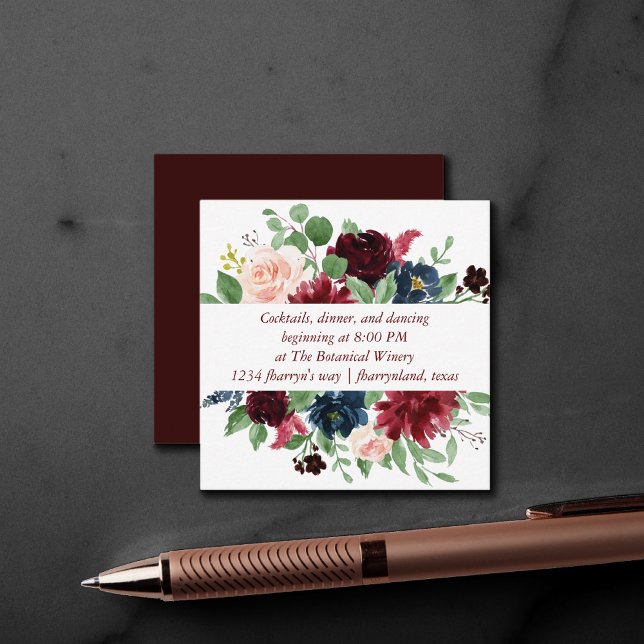 Boho Bloom | Elegant Marsala Red Garland Reception Enclosure Card (Creator Uploaded)