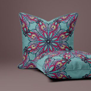 Boho Bloom in Sage Green Throw Pillow