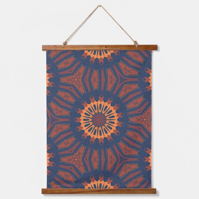 Boho Bloom Mandala Pattern Hanging Tapestry (Front)