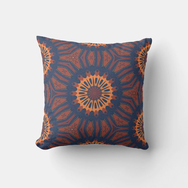 Boho Bloom Mandala Pattern Throw Pillow (Front)