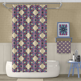 Boho Bloom Shower Curtain in Warm Cream