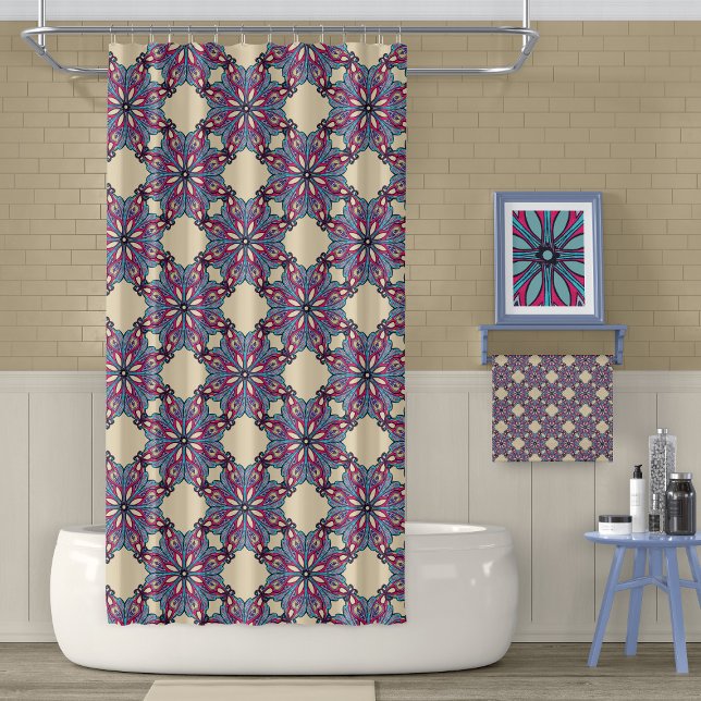 Boho Bloom Shower Curtain in Warm Cream (Creator Uploaded)