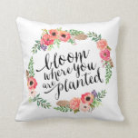 Boho Bloom | Throw Pillow<br><div class="desc">Cozy up in style with our modern throw pillows. Easily customize the background colour to a shade of your choice! Simply click on the "Customize it" button and select your background colour from the swatches.</div>