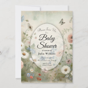 Boho Blooms and Vintage Blossoms Baby Shower Invitation