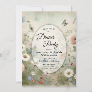 Boho Blooms and Vintage Blossoms Restaurant Dinner Invitation