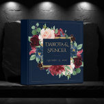 Boho Blooms | Dark Navy Blue and Burgundy Album Binder<br><div class="desc">Rich boho chic hand-painted flower bouquets in a burgundy red, blush pink, and navy blue watercolor floral wreath pattern embellished by botanical laurel and deep blue accents. From the "Boho Bloom" collection, this gorgeous layout features a Bohemian wildflower arrangements with red, pink, and blue radiant flower blooms and eucalyptus greenery...</div>