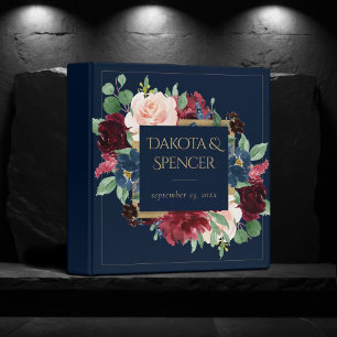 Boho Blooms Dark Navy Blue and Burgundy Album Binder
