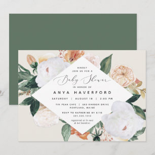 Boho Blooms Elegant Floral Baby Shower Invitation