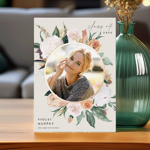 Boho Blooms Foil Photo Graduation Announcement