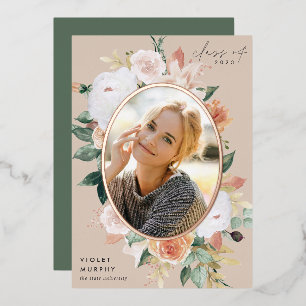 Boho Blooms   Foil Photo Graduation Announcement
