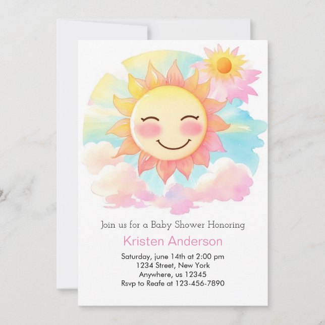 Boho Blooms in Sunshine Girl Baby Shower Invitation (Front)