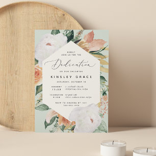 Boho Blooms   Modern Floral Baby Dedication Invitation