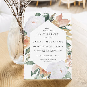 Boho Blooms   Modern Floral Baby Shower Invitation