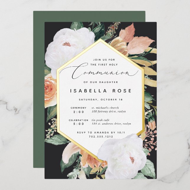 Boho Blooms Modern Floral First Holy Communion (Front/Back)