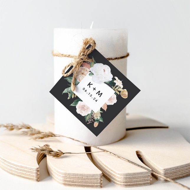 Boho Blooms Modern Floral Monogram Favour Tags (Creator Uploaded)