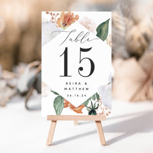 Boho Blooms Modern Floral Personalized Table Number