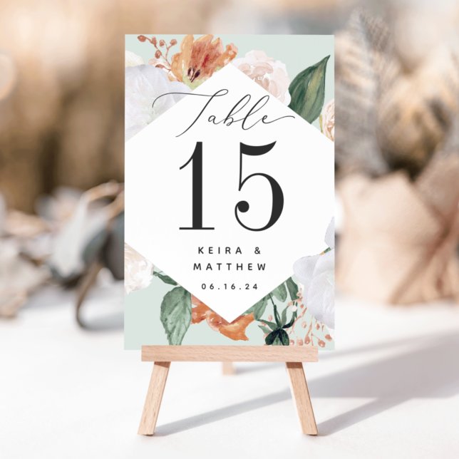 Boho Blooms | Modern Floral Personalized Table Number (Creator Uploaded)