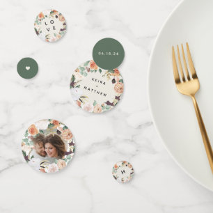 Boho Blooms Modern Floral Personalized Wedding Confetti