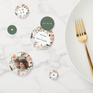 Boho Blooms Modern Floral Personalized Wedding Confetti