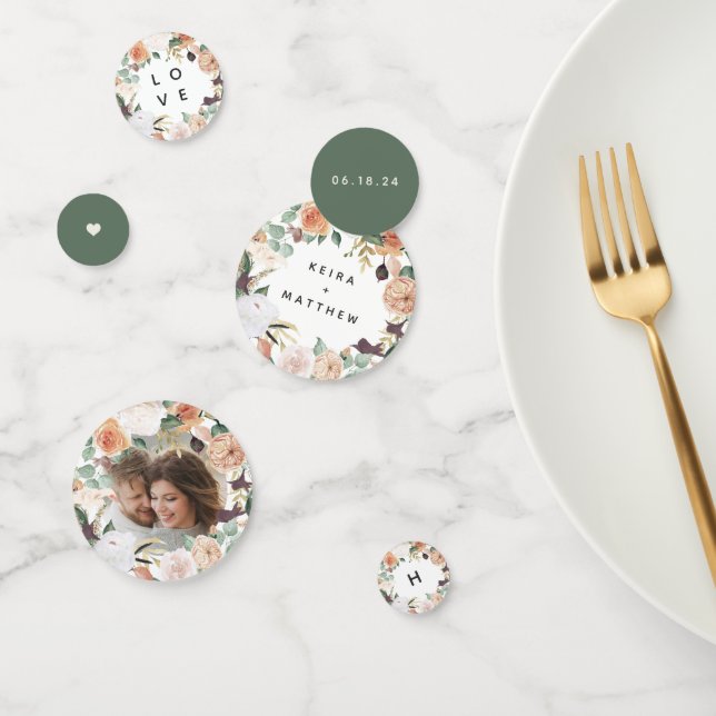 Boho Blooms Modern Floral Personalized Wedding Confetti (Group)