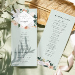 Boho Blooms Modern Floral Wedding Ceremony Program<br><div class="desc">Our boho chic wedding program features your ceremony details in modern lettering, adorned with pastel watercolor flowers and foliage in soft desert inspired earth tone shades of peach, sage green, white, and ivory. Reverse side lists the members of your wedding party with easily editable text fields. Coordinates with our Boho...</div>