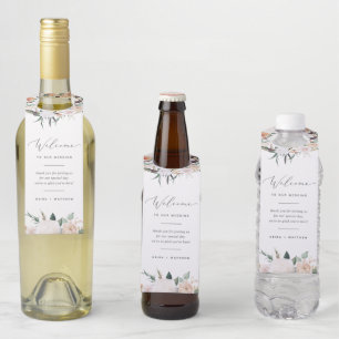 Boho Blooms Modern Floral Wedding Welcome Bottle Tag