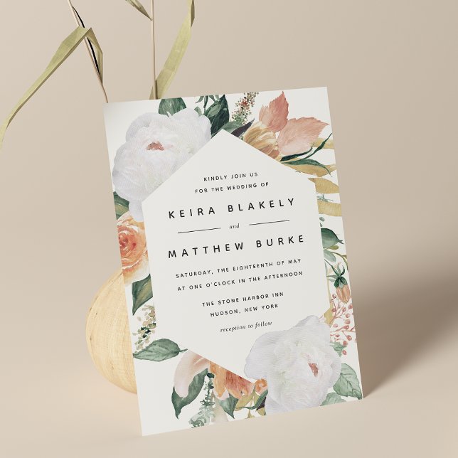 Boho Blooms | Modern Geometric Floral Wedding Invitation (Creator Uploaded)