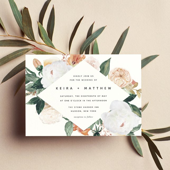 Boho Blooms | Modern Geometric Floral Wedding Invitation (Creator Uploaded)