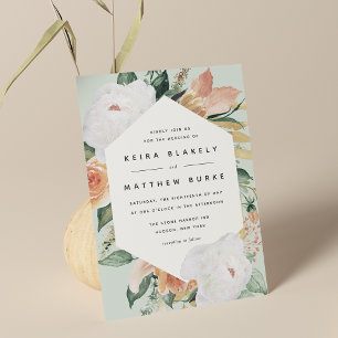 Boho Blooms   Modern Geometric Floral Wedding Invitation