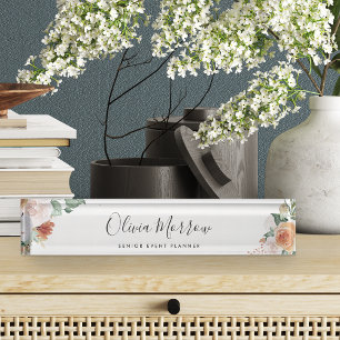 Boho Blooms   Modern Watercolor Floral Nameplate