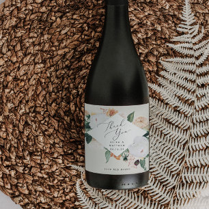 Boho Blooms Personalized Wedding Thank You Wine Label