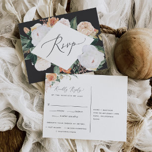 Boho Blooms RSVP Postcard with Meal Choice