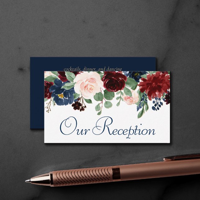 Boho Blooms | Rustic Navy and Burgundy Garland Enclosure Card (Creator Uploaded)