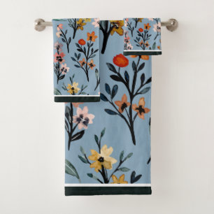 Boho Blooms Soft Blue  Bath Towel Set