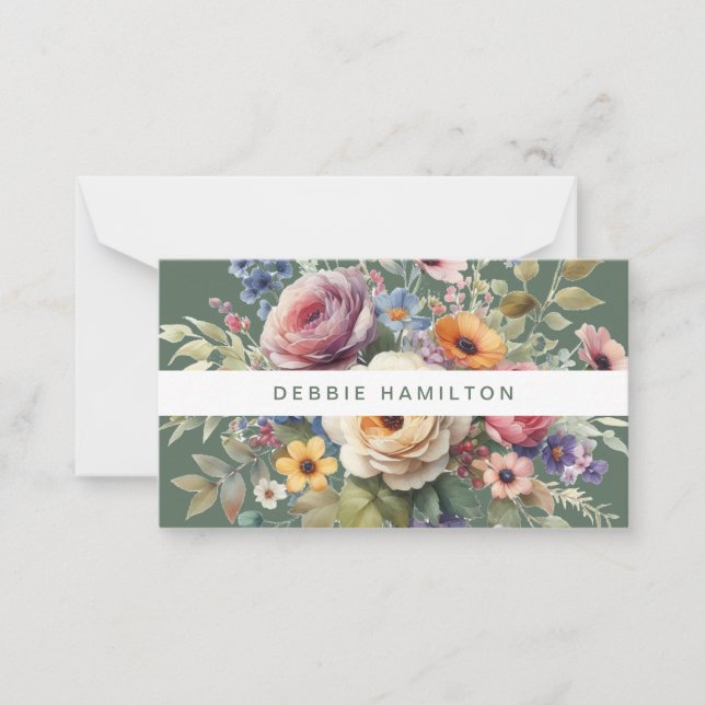 Boho Blooms Watercolor Floral Elegant & Artistic  Card (Front)